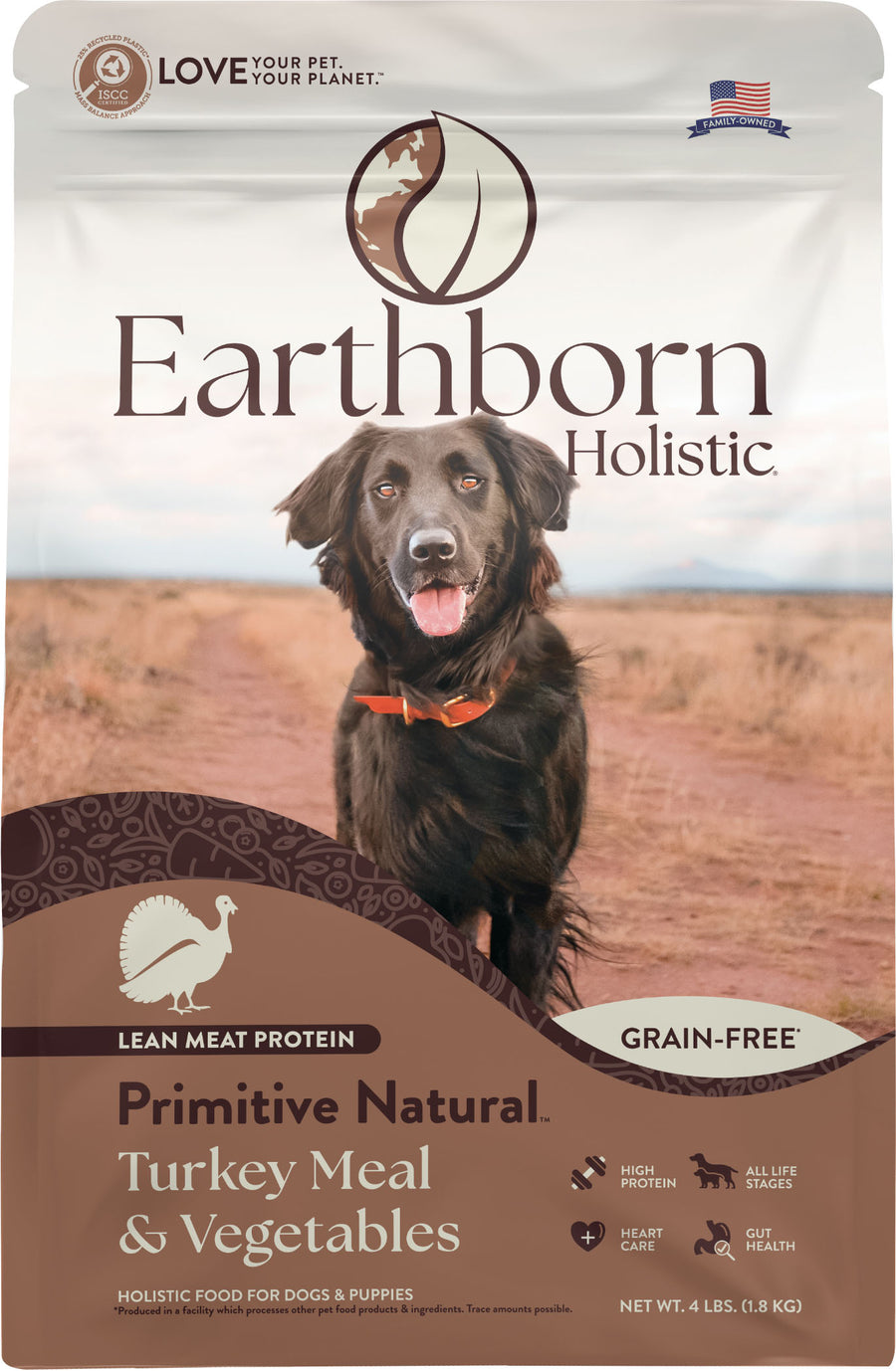 Earthborn Holistic Primitive Natural Grain Free Dog Food, Turkey/Chicken/Whtfish, 4 lb - Dry