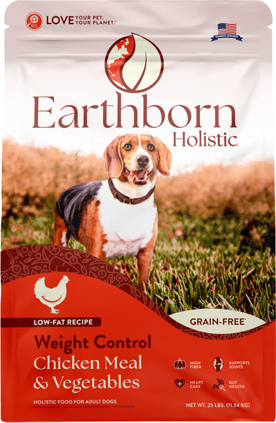 Earthborn Holisitic Weight Control Grain Free Dog Food, Chicken Meal/Vegetables, 25 lb - Pet