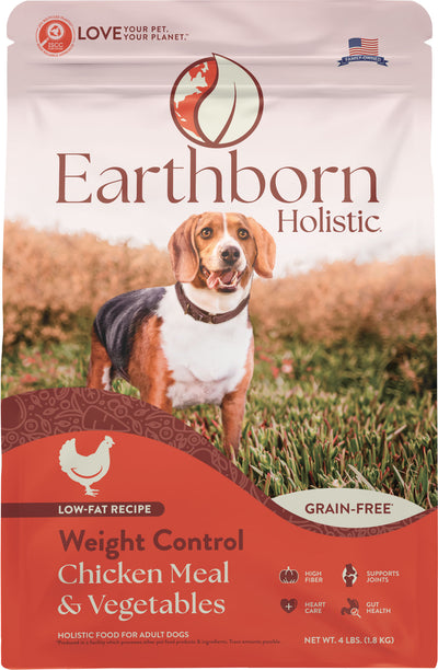 Earthborn Holisitic Weight Control Grain Free Dog Food, Chicken Meal/Vegetables, 4 lb - Dry