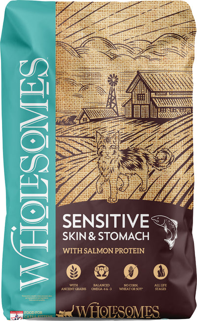 Wholesomes Sensitive Skin & Stomach Cat Food, Salmon, 10 lb - Dry