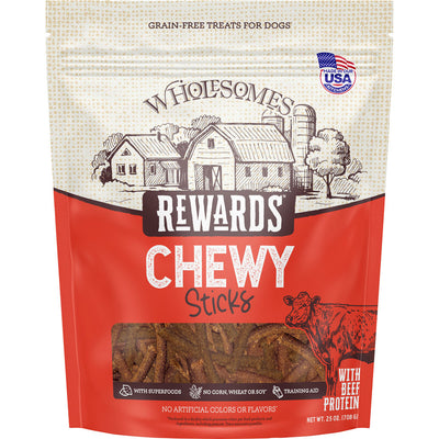Wholesomes Rewards Chewy Sticks, Beef, 25 oz - Soft Treats