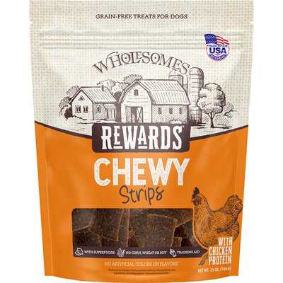 Wholesomes Rewards Chewy Strips, Chicken, 25 oz - Soft Treats