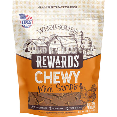 Wholesomes Rewards Chewy Mini Strips, Chicken, 7 oz - Soft Treats