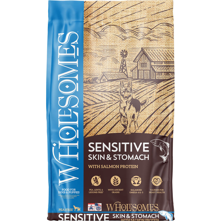 Wholesomes Sensitive Skin & Stomach Food, Salmon, 12 lb - Dry