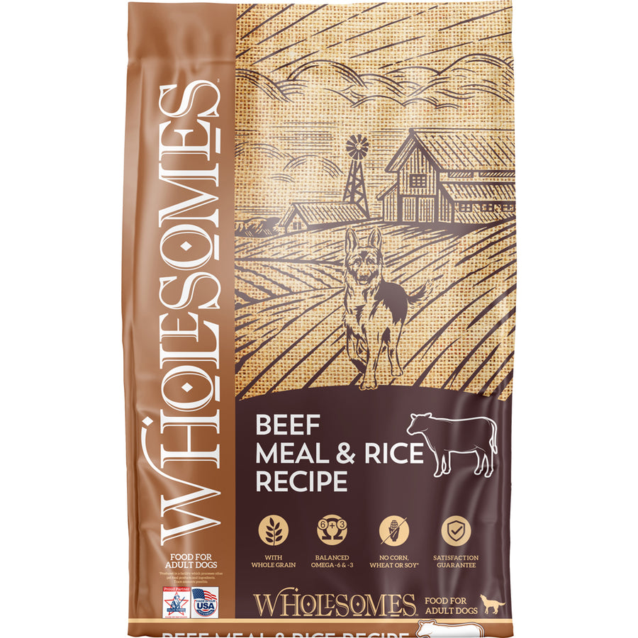 Wholesomes Whole Grain Adult Dog Food, Beef/Rice, 12 lb - Dry