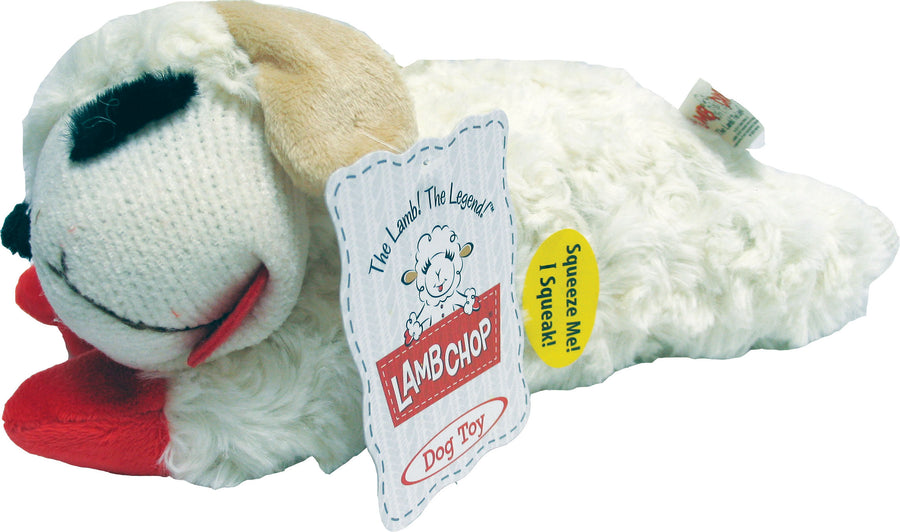 Multipet Lamb Chop Plush Toy, White, 10.5 in