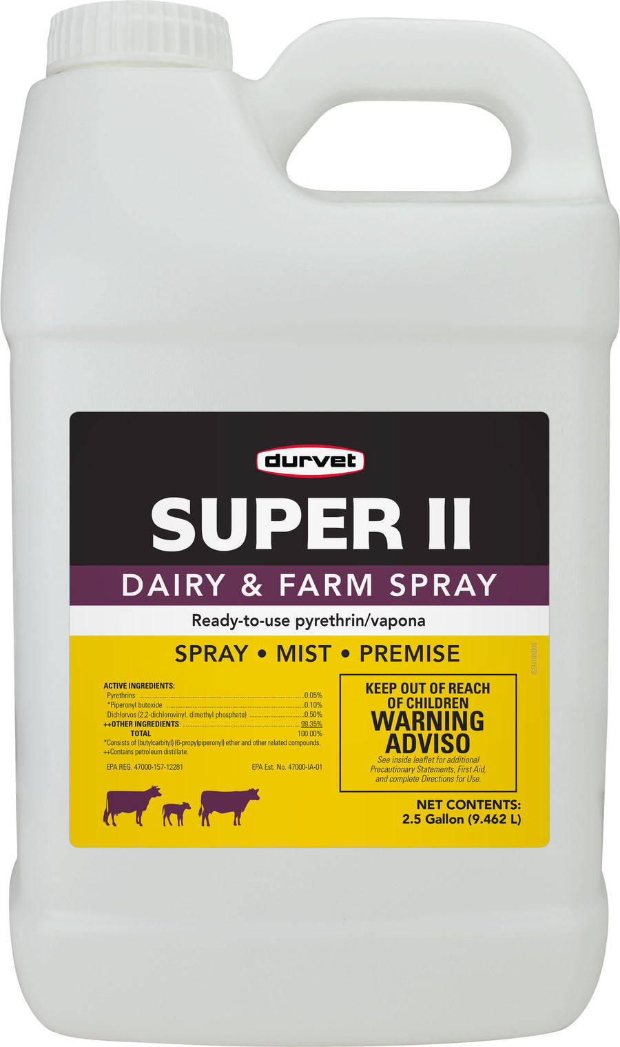 Durvet Super II Dairy & Farm Spray RTU, 2.5 gal - Insecticide on Animal- RTU