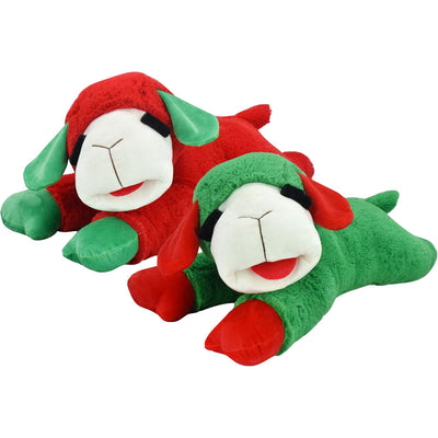 Multipet Holiday Jumbo Lamb Chop Plush Dog Toy, Red/Green, Jumbo-24 in - Christmas