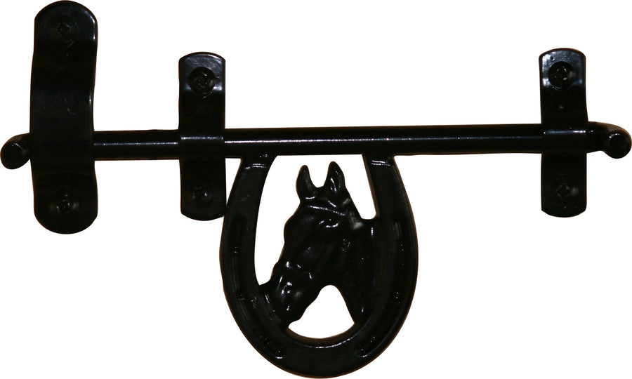 Newport Blacksmith Shop Door Latch Horse Head, Black