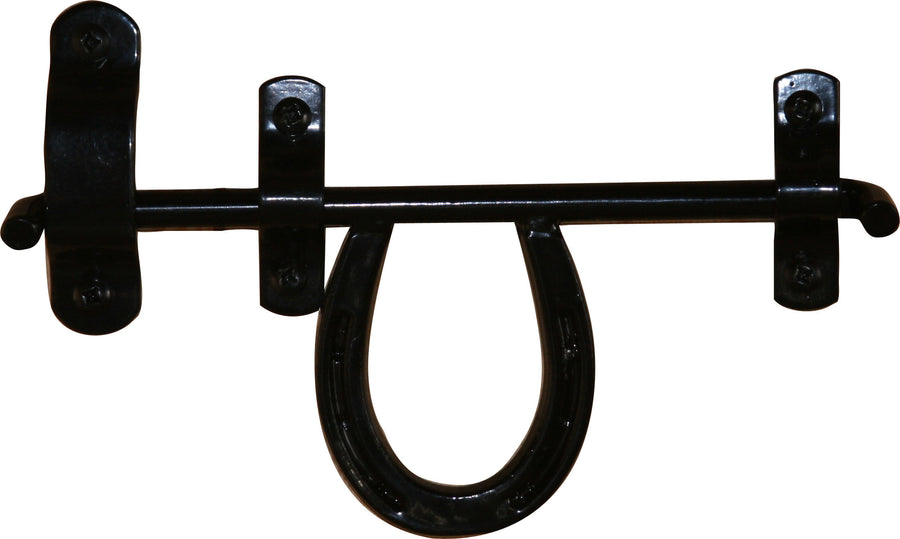 Newport Blacksmith Shop Door Latch Horseshoe, Black