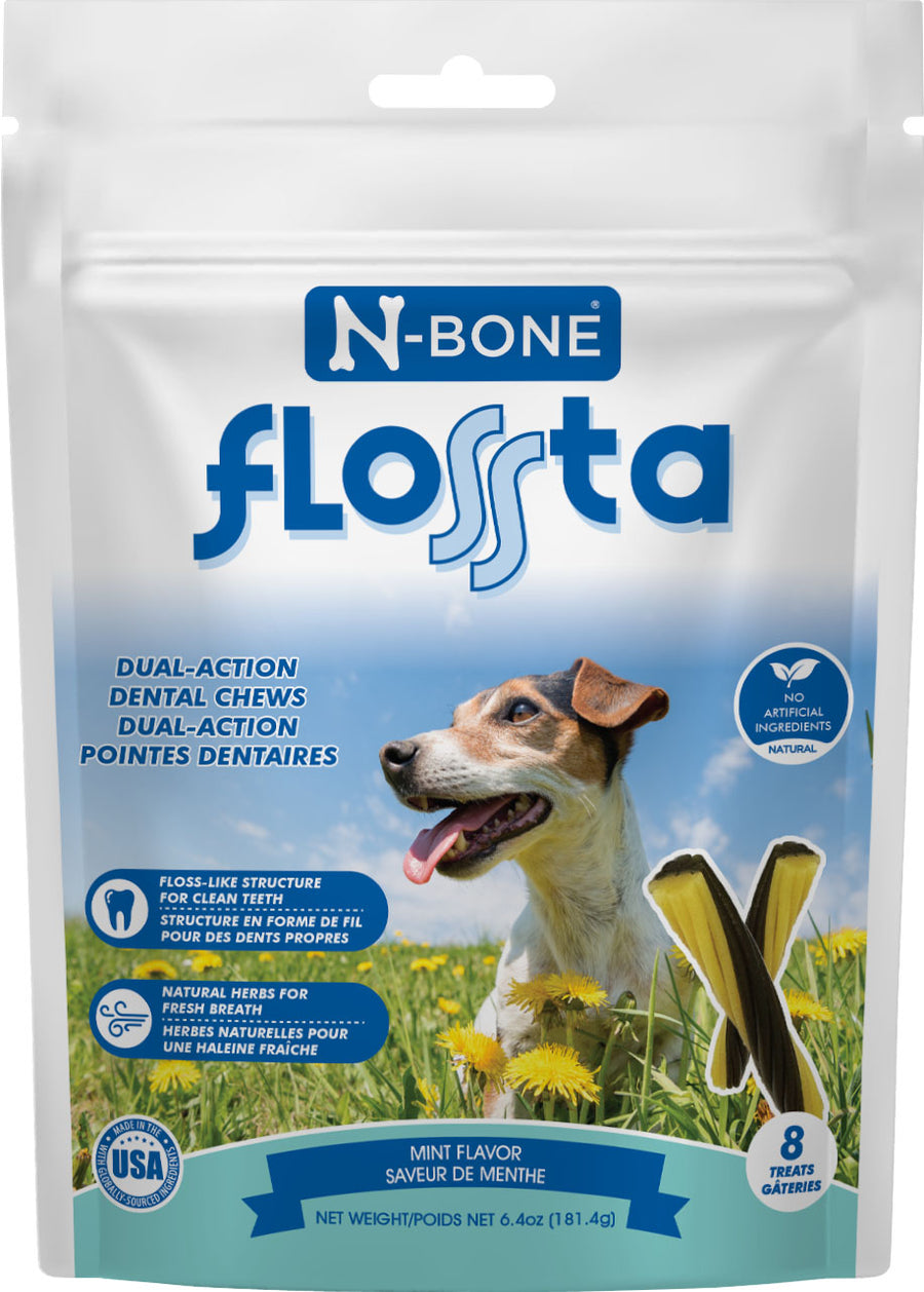 N-Bone Flossta Dual Action Dental Chew, Mint, 8 ct - Dental Care