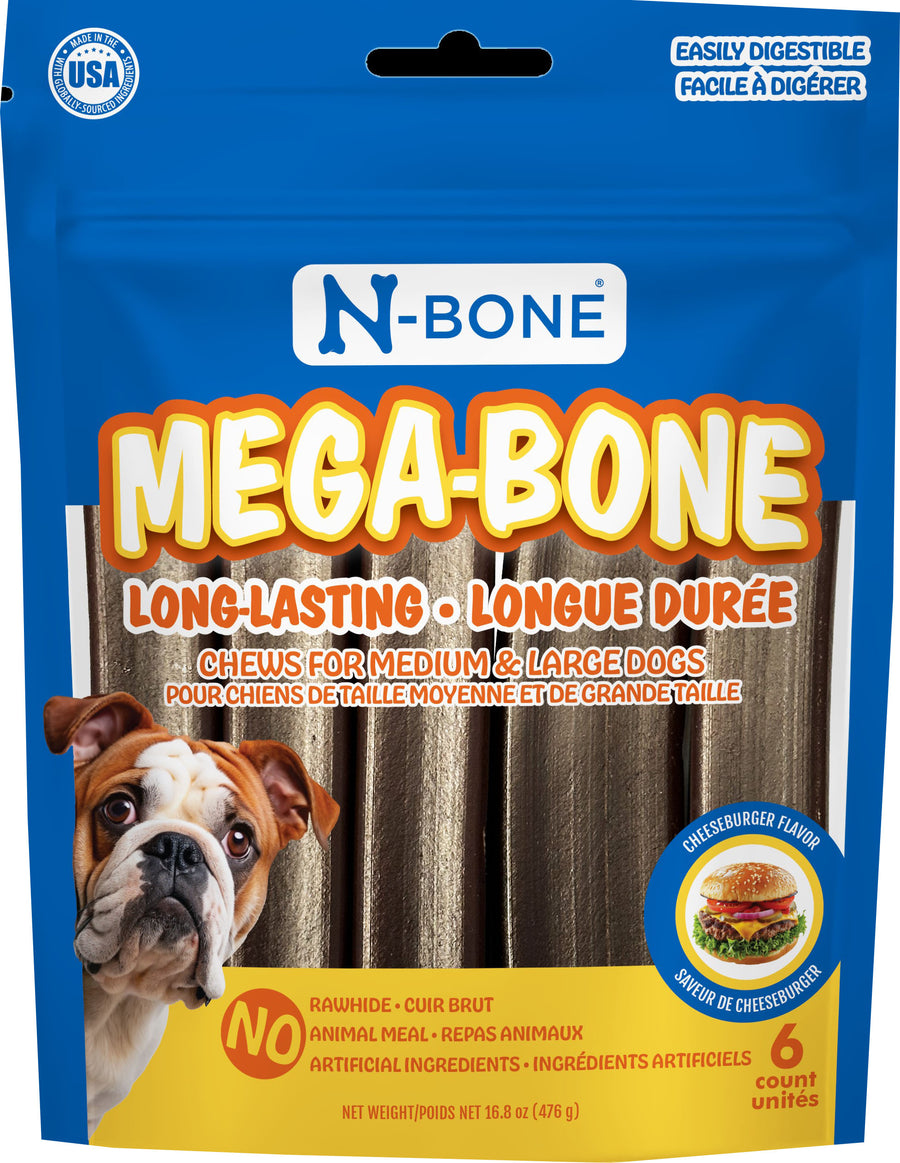 N-Bone Mega Bone, Cheeseburger, 6 ct - Long Lasting Chews