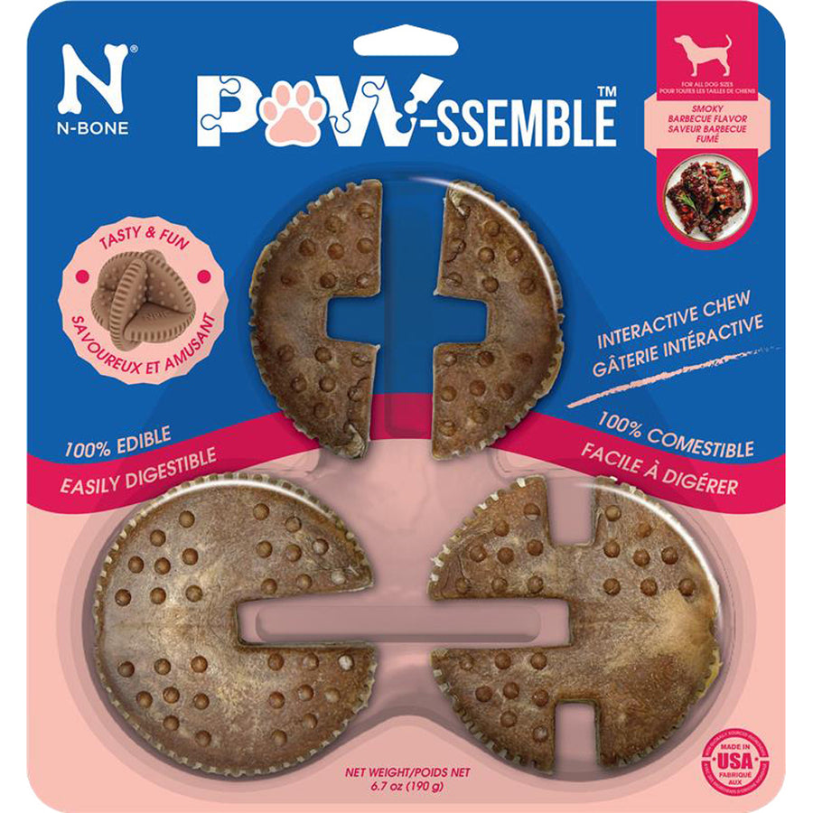 N-Bone Paw-Ssemble Interactive Chew, BBQ, 6.7 oz - Long Lasting Chews