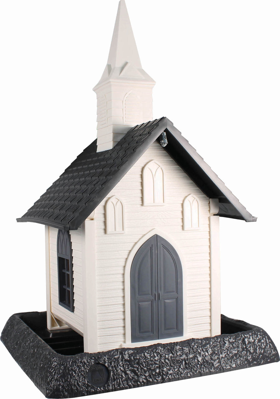 North States Village Collection Church Bird Feeder, White/Gray, 5 lb Cap - Hopper Feeders Plastic