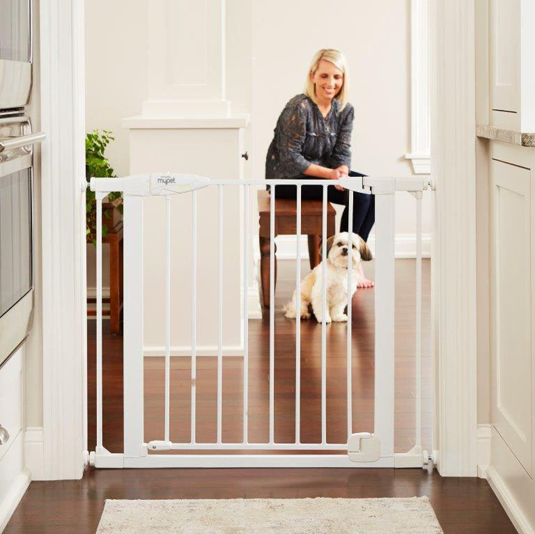 North States My Pet Ultimutt Walk Thru Pet Gate, White, 29.75-37.5x30 in - Gates