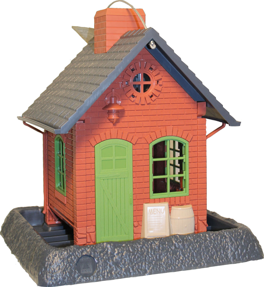 North States Village Collection Old Town Pub Bird Feeder, Red, 5 lb Cap - Hopper Feeders Plastic
