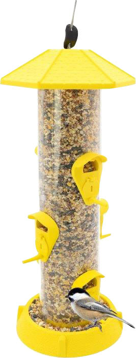 Fiesta Village Collection 2-in-1 Hinged Port Fdr, Yellow, 1.75 lb Cap - Hopper Feeders Plastic