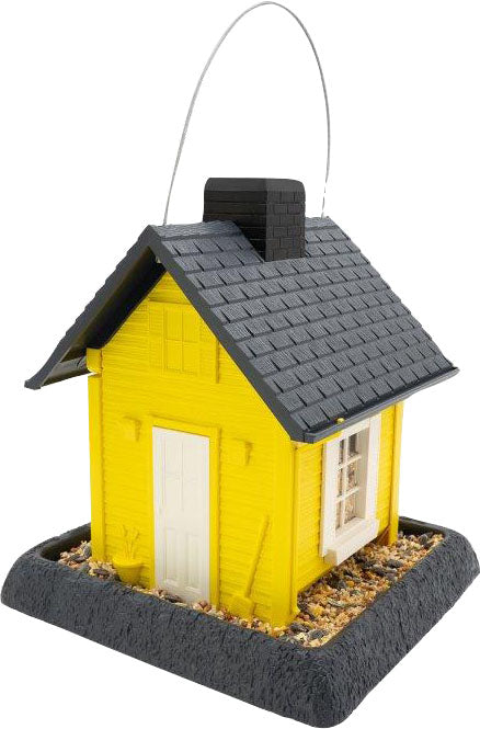 Fiesta Village Collection Cottage Bird Feeder, Yellow, 5 lb Cap - Hopper Feeders Plastic