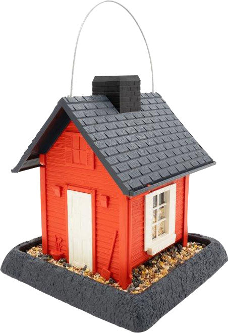 Fiesta Village Collection Cottage Bird Feeder, Red, 5 lb Cap - Hopper Feeders Plastic