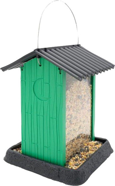 Fiesta Village Collection Hopper Bird Feeder, Green, 4.25 lb Cap - Hopper Feeders Plastic