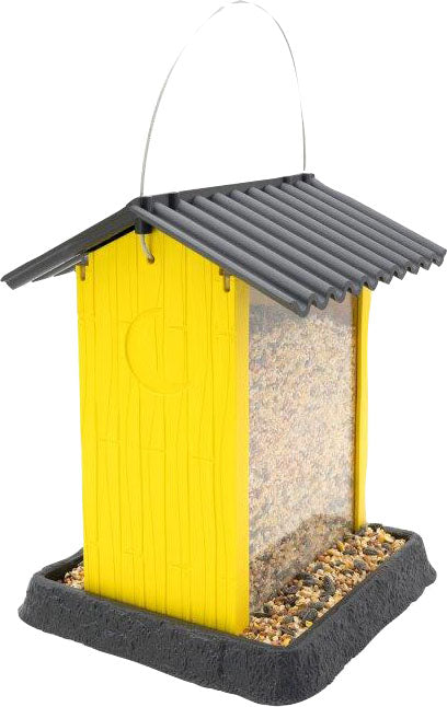 Fiesta Village Collection Hopper Bird Feeder, Yellow, 4.25 lb Cap - Hopper Feeders Plastic
