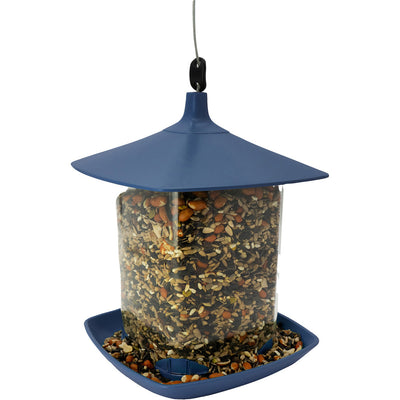 North States Garden Pavilion Bird Feeder, Blue, 4 lb Cap - Hopper Feeders Plastic