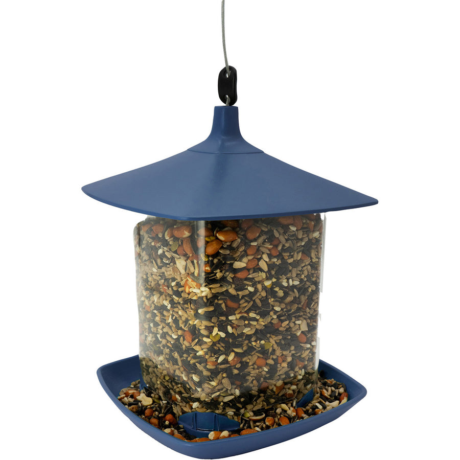 North States Garden Pavilion Bird Feeder, Blue, 4 lb Cap - Hopper Feeders Plastic
