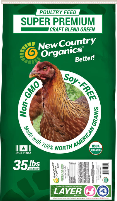 New Country Organics Craft Blend Green Organic Layer Pellet Corn-Free, 35 lb - Layer Feed