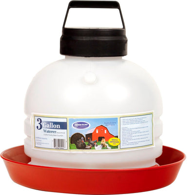 Farm-Tuff Top Fill Poultry & Game Bird Fountain, Opaque/Red, 3 gal - Waterer