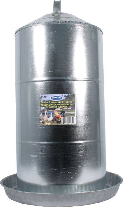 Farm-Tuff Galvanized Poultry & Game Bird Waterer, 8 gal - Galvanized Waterer