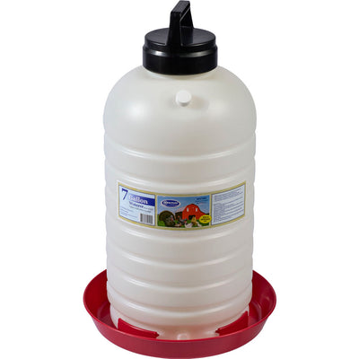 Farm-Tuff Top Fill Poultry & Game Bird Fountain, Opaque/Red, 7 gal - Waterer
