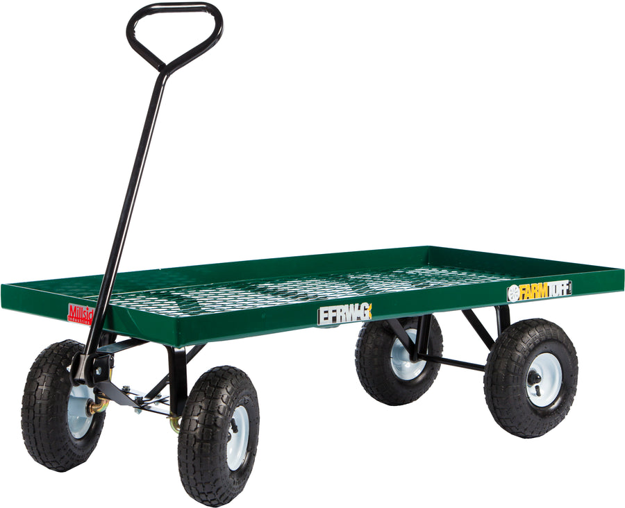 Farm-Tuff Deck Wagon Metal W/Flat Free Tires, Green, 24x48 in - Carts