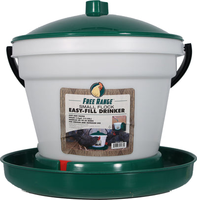 Free Range Plastic Easy Fill Poultry Drinker, Green/White, 3.5 gal - Waterer