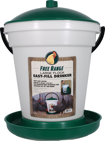 Free Range Plastic Easy Fill Poultry Drinker, Green, 6.25 gal - Waterer