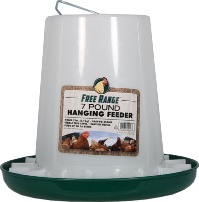 Free Range Plastic Poultry Hanging Feeder, Green/White, 7 lb