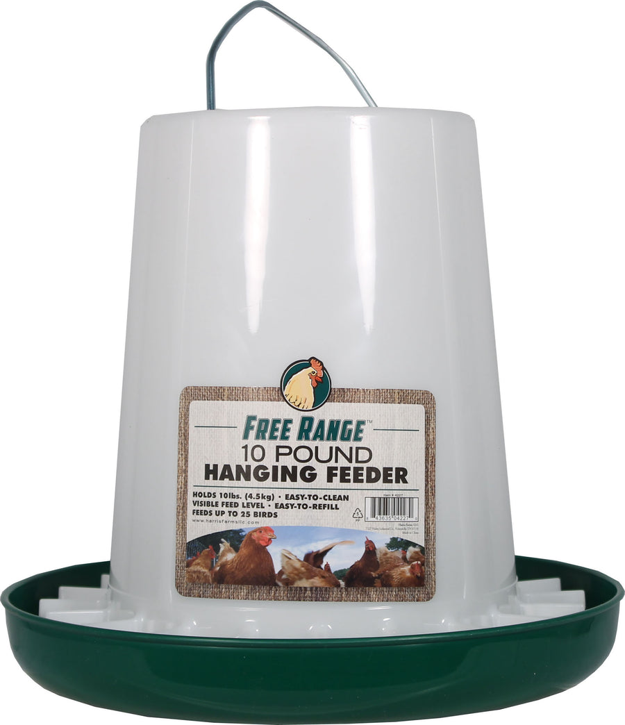 Free Range Plastic Poultry Hanging Feeder, Green/White, 10 lb