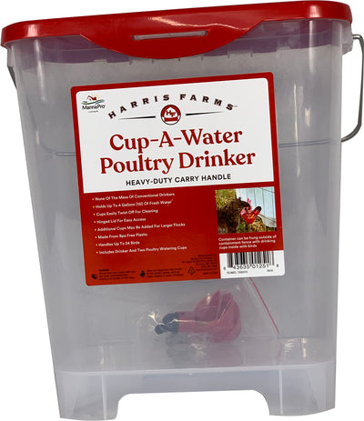 Free Range Plastic Cup-A-Water Poultry Drinker, Red, 4 gal - Cups