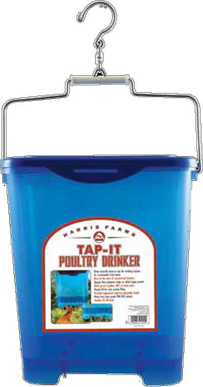 Free Range Plastic Tap-It Poultry Drinker, Clear/Blue, 4 gal - Waterer
