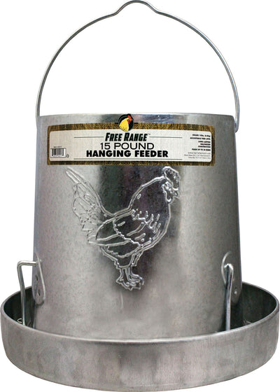 Free Range Galvanized Poultry Hanging Feeder, 15 lb