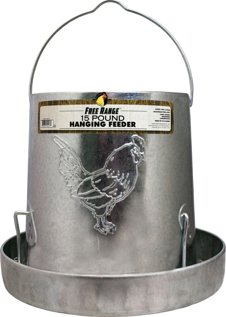 Free Range Galvanized Poultry Hanging Feeder, 15 lb