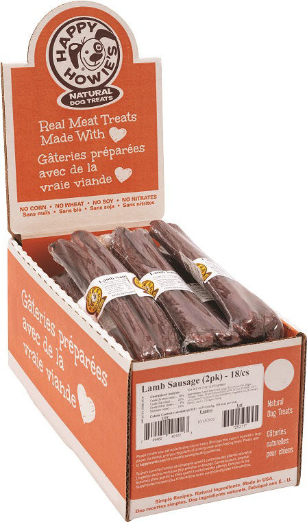 Happy Howie's Sausage Dog Treat Counter Display, Lamb, 2 pk-18 pc - Soft Treats