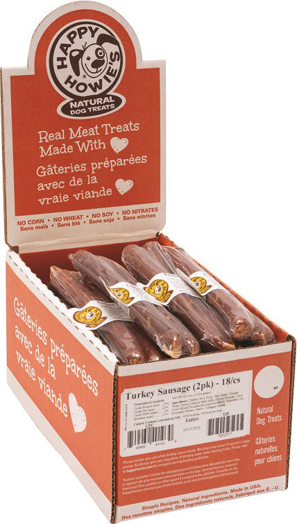 Happy Howie's Sausage Dog Treat Counter Display, Turkey, 2 pk-18 pc - Soft Treats