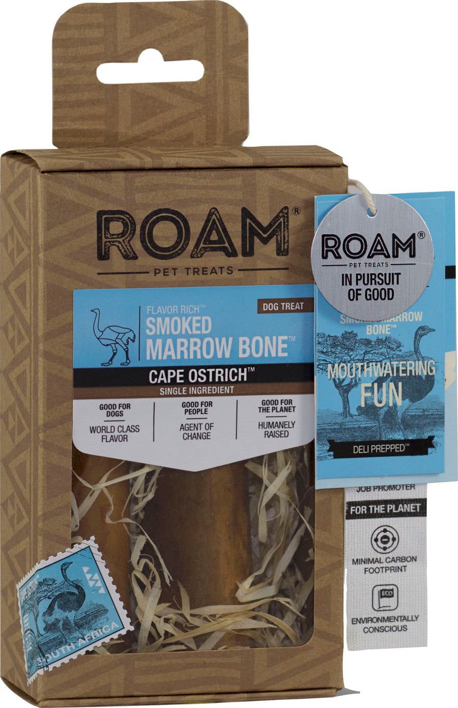 Roam Flavor Rich Smoked Marrow Bones, Ostrich, 2 pk - Rawhide/ Body Parts