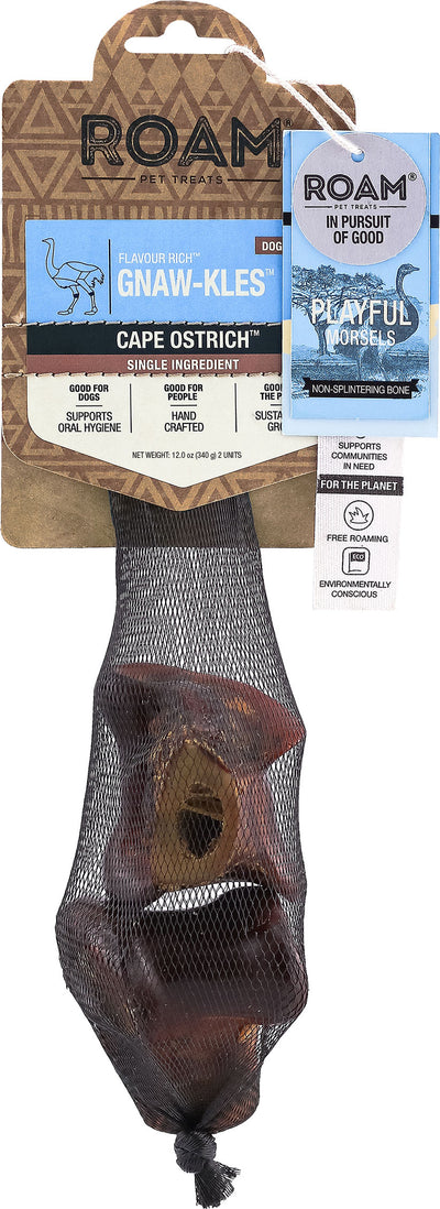 Roam Flavor Rich Gnaw-Kles, Ostrich, sm-2 pk - Rawhide/ Body Parts