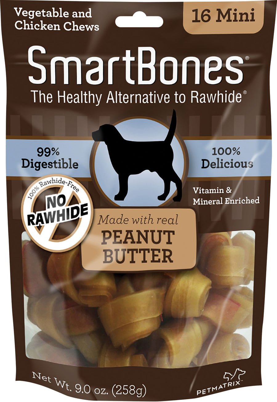 Smartbones Healthy Alternative Chews, Peanut Butter, Mini-16 pk - Long Lasting Chews