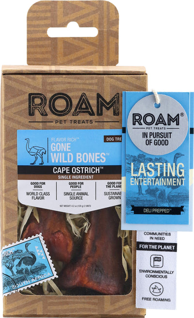Roam Flavor Rich Gone Wild Bones, Ostrich, 2 pk - Rawhide/ Body Parts