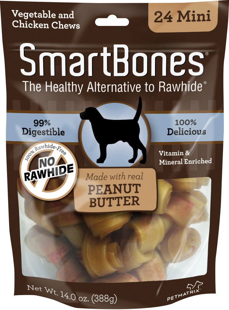 Smartbones Healthy Alternative Chews, Peanut Butter, Mini-24 pk - Long Lasting Chews