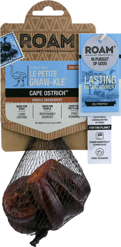 Roam Flavor Rich Le Petite Gnaw-Kle, Ostrich, 2 pk - Rawhide/ Body Parts