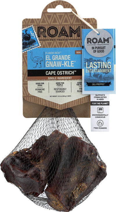 Roam Flavor Rich El Grande Gnaw-Kle, Ostrich, 2 pk - Rawhide/ Body Parts