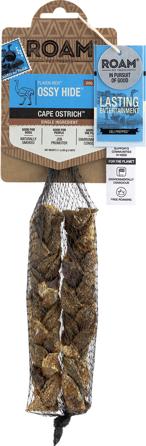 Roam Flavor Rich Ossy Hides, Ostrich, 2 pk - Rawhide/ Body Parts